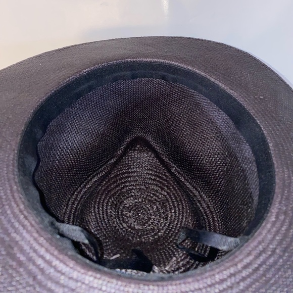 MODERN MONARCHIE Black Straw Fedora Short Brim - Picture 10 of 13